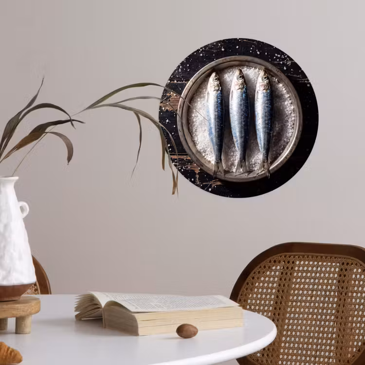 Behangcirkel - Vis - Zout - Eten - Vis - Zout - Eten Wandcirkel behangsticker klein
