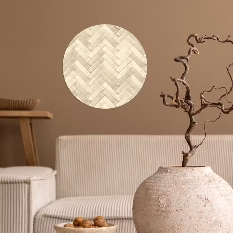 Visgraat - Wandtegel - Licht Beige Wandcirkel behangsticker klein 186 -sfeer1