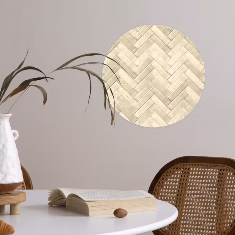 Visgraat - Wandtegel - Licht Beige Wandcirkel behangsticker klein 186 -sfeer3