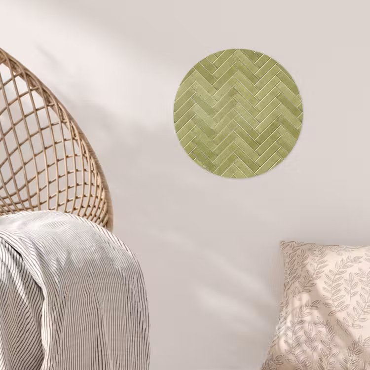 Visgraat - Wandtegel - Olijfgroen Wandcirkel behangsticker klein 186 -sfeer4