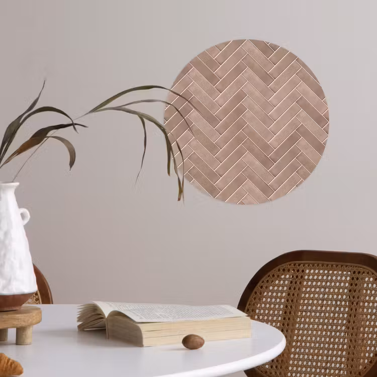 Visgraat - Wandtegel - Oudroze - Terracotta Wandcirkel behangsticker klein 186 -sfeer3