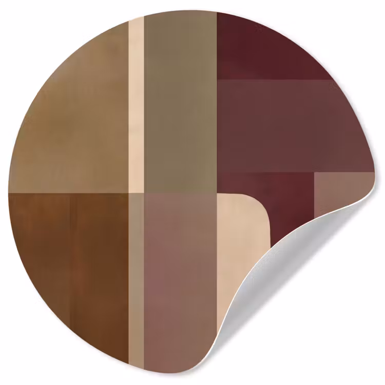Vlakken - Abstract - Bordeaux - Lijnen Wandcirkel behangsticker klein -3d