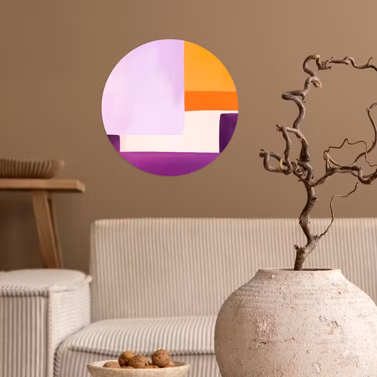 Vlakken - Abstract - Rechthoekig - Oranje Wandcirkel behangsticker klein -sfeer1