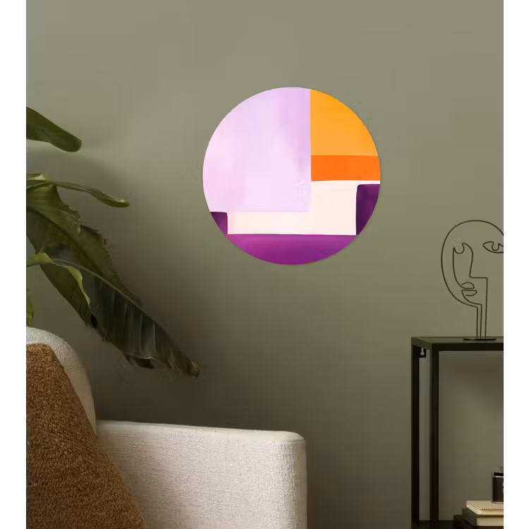 Vlakken - Abstract - Rechthoekig - Oranje Wandcirkel behangsticker klein -sfeer2