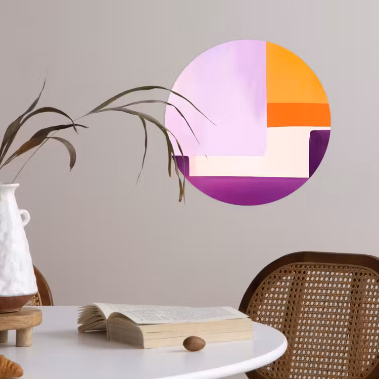 Vlakken - Abstract - Rechthoekig - Oranje Wandcirkel behangsticker klein -sfeer3