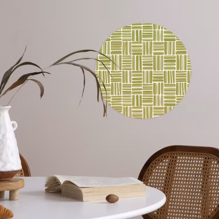 Vlecht - Patroon - Groen Wandcirkel behangsticker klein 186 -sfeer3