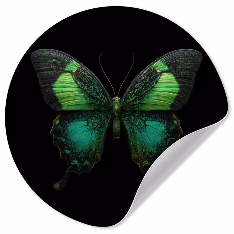 Vlinder - Groen - Opvallend Wandcirkel behangsticker klein -3d