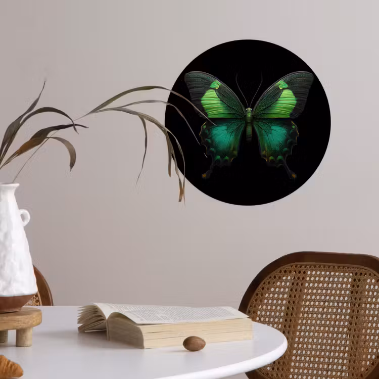 Vlinder - Groen - Opvallend Wandcirkel behangsticker klein -sfeer3