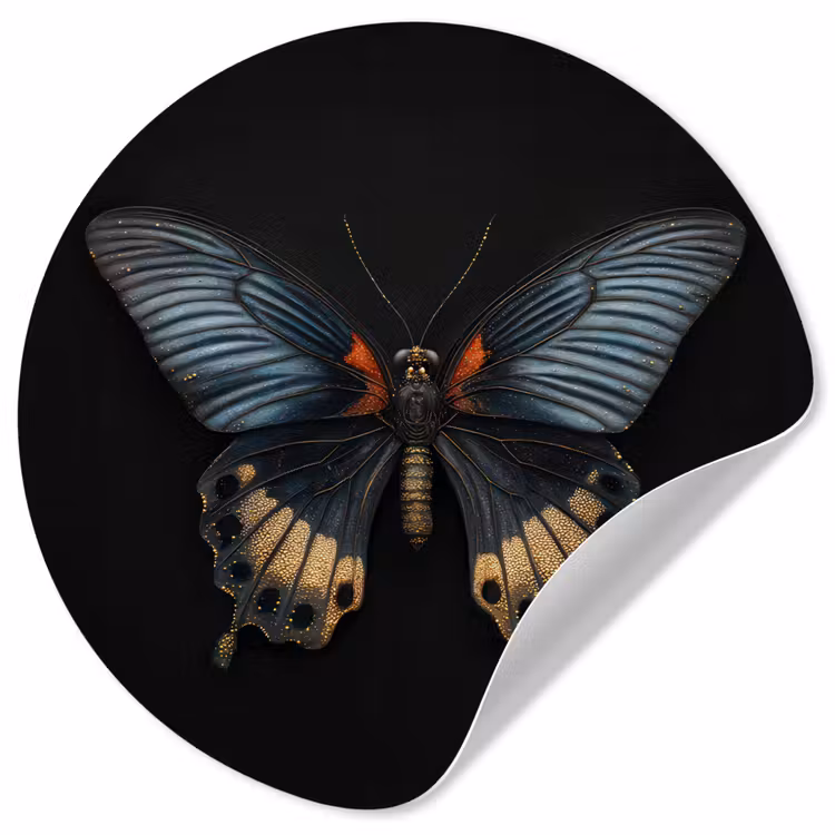 Vlinder - Metaalachtig - Geometrisch patroon Wandcirkel behangsticker klein -3d