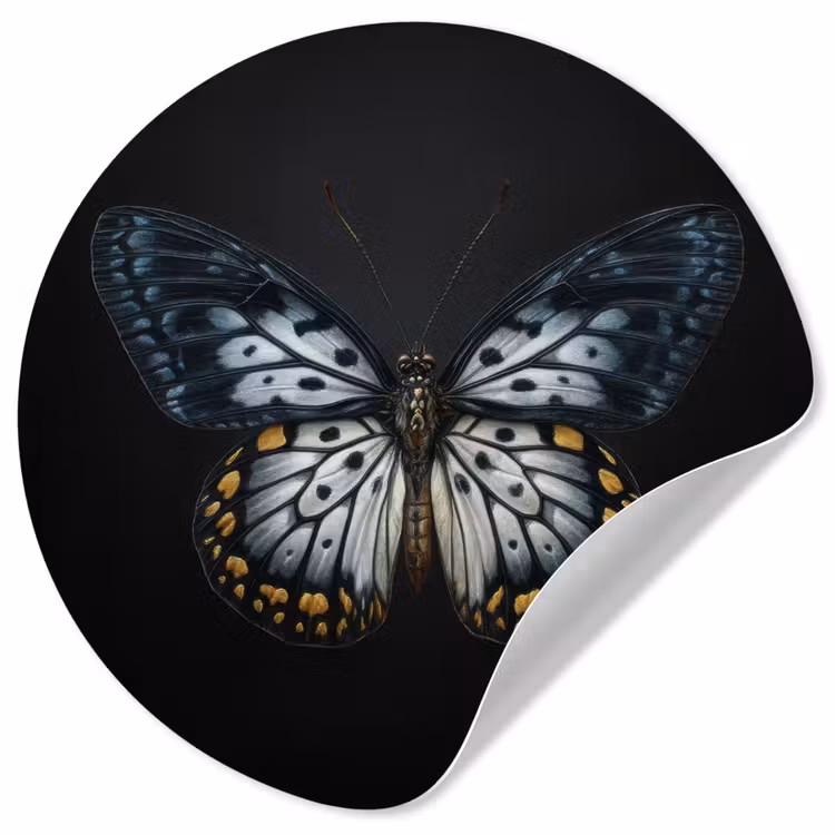 Vlinder - Monochroom - Balans Wandcirkel behangsticker klein -3d