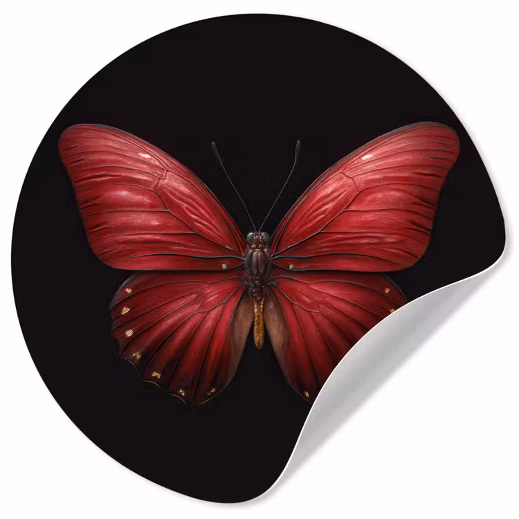 Vlinder - Rood - Minimalistisch Wandcirkel behangsticker klein -3d