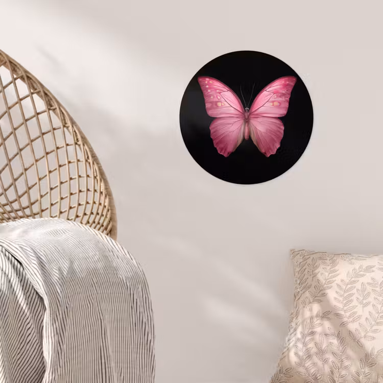 Vlinder - roze - Elegant Wandcirkel behangsticker klein -sfeer4