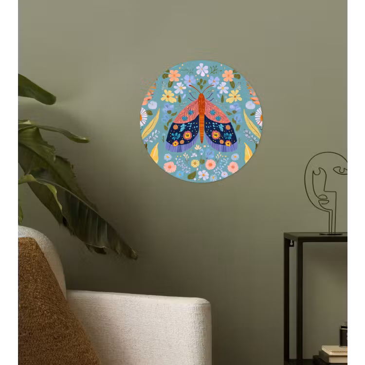 Vlinder - Sierlijk - Bloemen - Bladeren Wandcirkel behangsticker klein -sfeer2