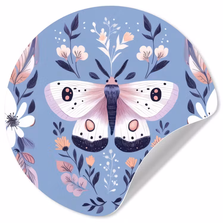 Vlinder - Vleugels - Stippen - Bloemen Wandcirkel behangsticker klein -3d