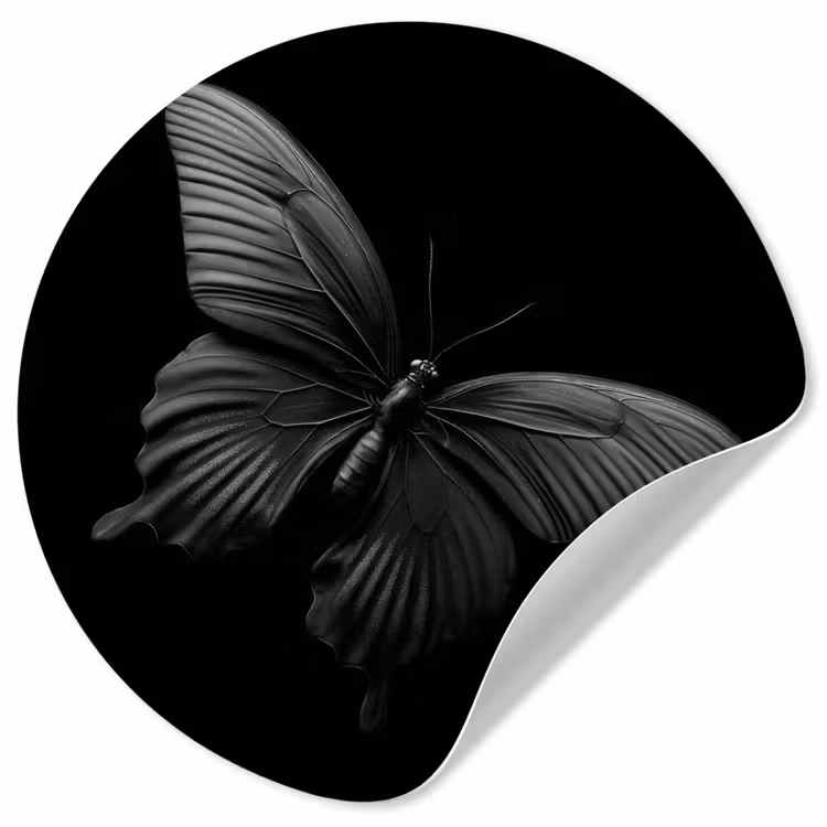 Vlinder - Zwart - Insect - Dieren Wandcirkel behangsticker klein -3d