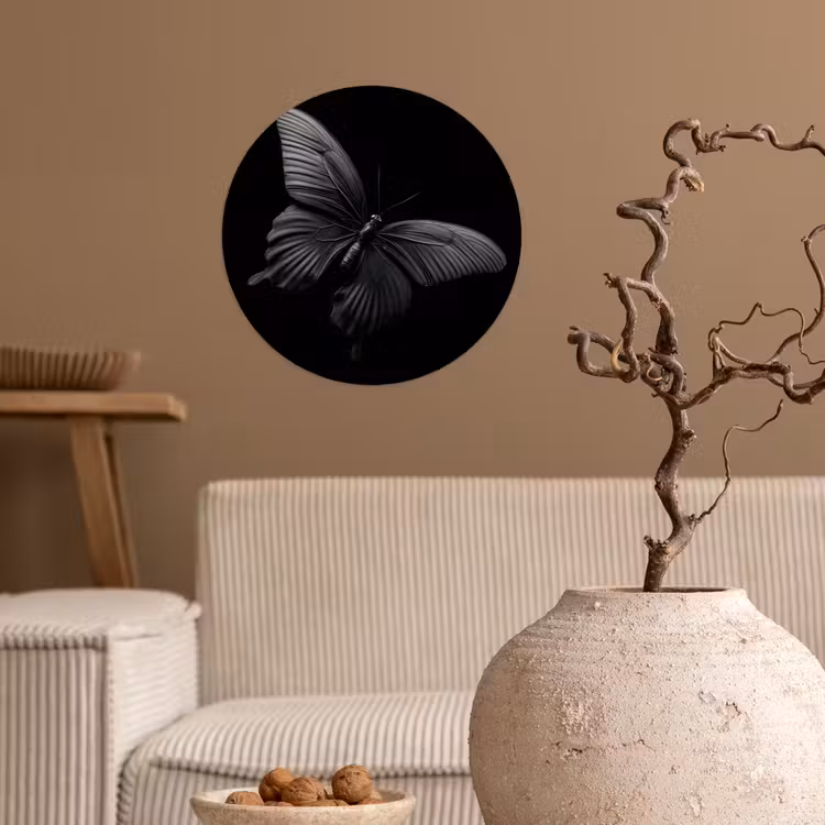 Vlinder - Zwart - Insect - Dieren Wandcirkel behangsticker klein -sfeer1