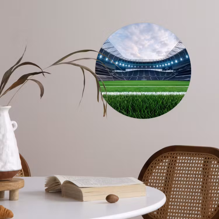 Voetbal - Stadion - Sport - Groen Wandcirkel behangsticker klein -sfeer3