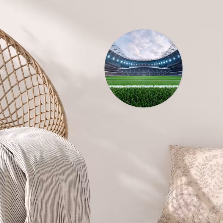 Voetbal - Stadion - Sport - Groen Wandcirkel behangsticker klein -sfeer4