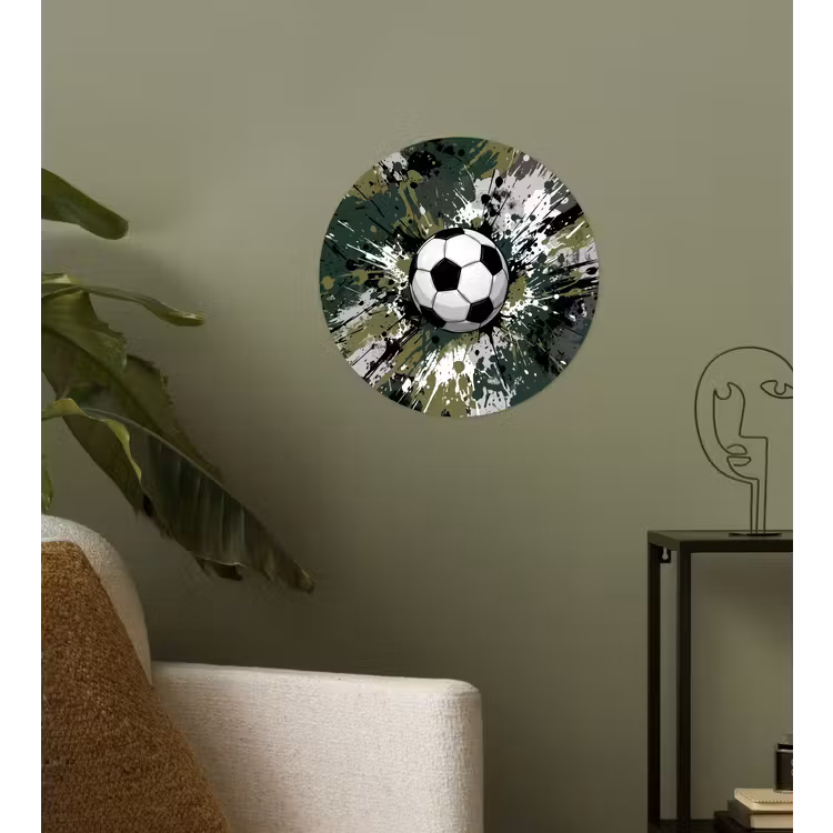 Voetbal - Verf - Spetters - Groen Wandcirkel behangsticker klein -sfeer2