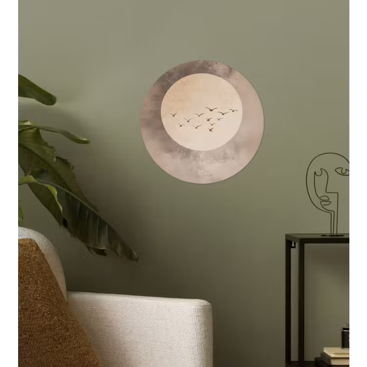 Vogel - Beige - Japandi Wandcirkel behangsticker klein -sfeer2