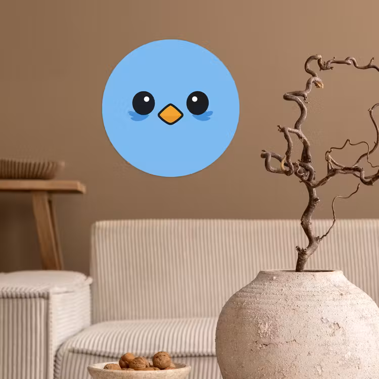 Vogel - Blauw - Eenvoudig Wandcirkel behangsticker klein -sfeer1