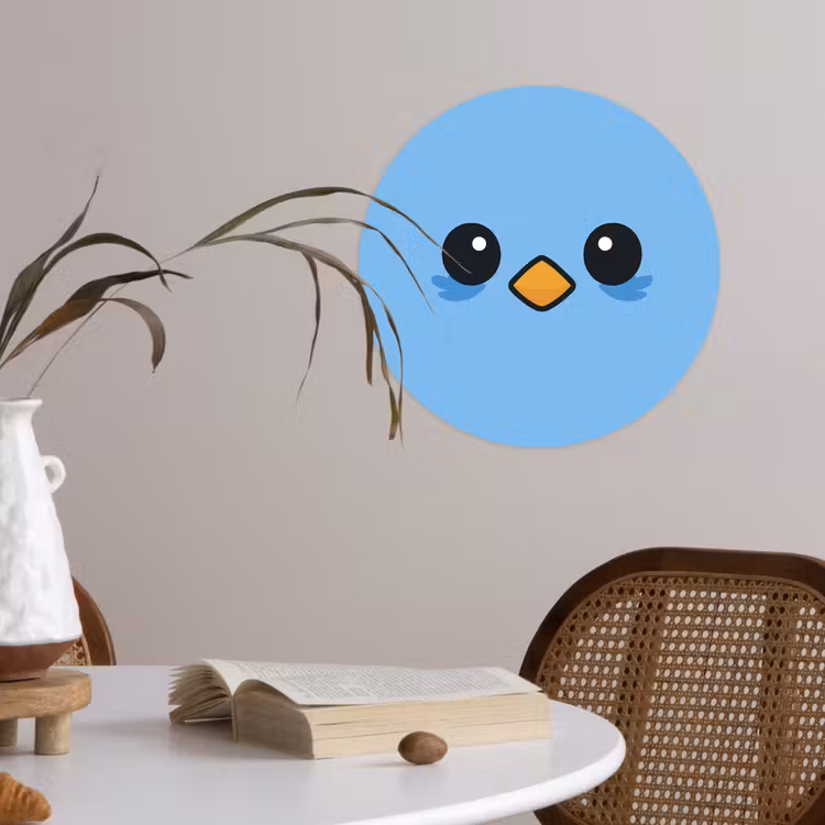 Vogel - Blauw - Eenvoudig Wandcirkel behangsticker klein -sfeer3