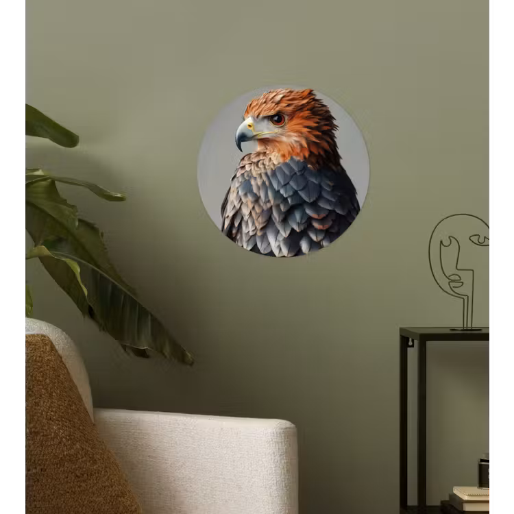 Vogel - Realistisch - Veren - Bruin Wandcirkel behangsticker klein -sfeer2