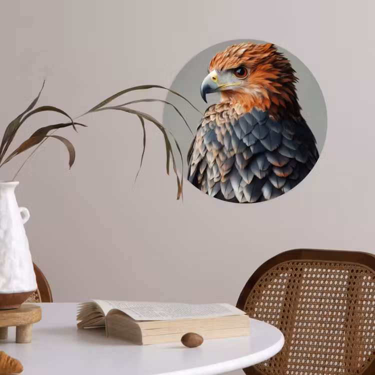 Vogel - Realistisch - Veren - Bruin Wandcirkel behangsticker klein -sfeer3