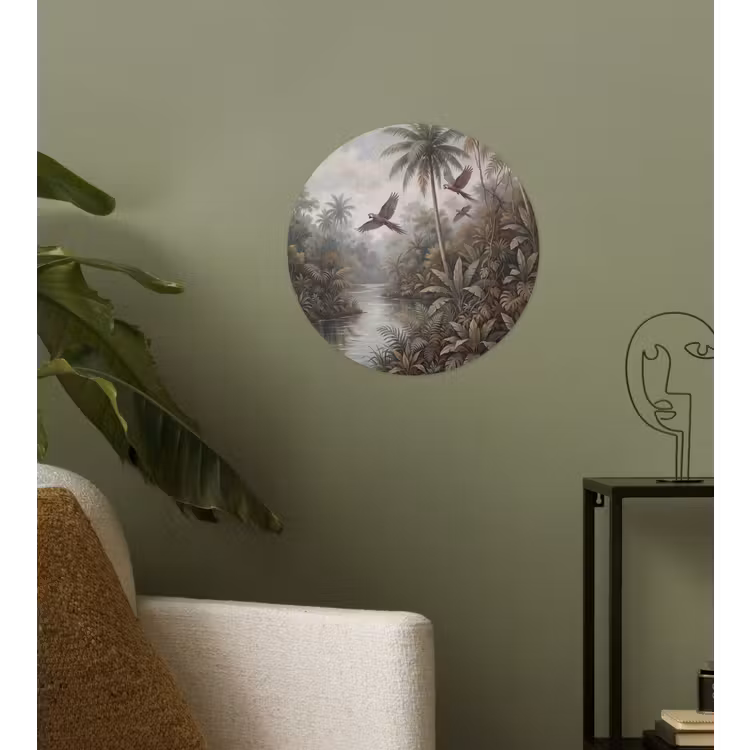 Vogel - Vliegend - Tropisch - Landschap - Klassiek Wandcirkel behangsticker klein -sfeer2