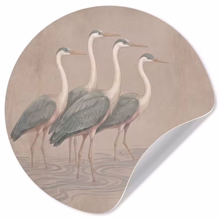 Vogel - Water - Natuur - Vintage Wandcirkel behangsticker klein -3d