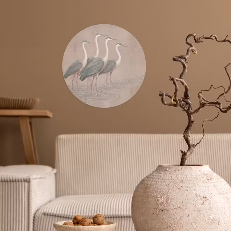 Vogel - Water - Natuur - Vintage Wandcirkel behangsticker klein -sfeer1