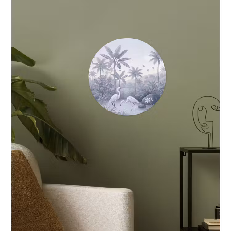 Vogel - Water - Tropisch - Natuur - Blauw Wandcirkel behangsticker klein -sfeer2