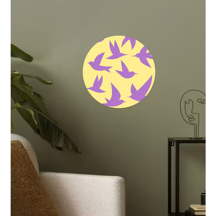 Vogels - Cirkel - Geel - Beweging Wandcirkel behangsticker klein -sfeer2