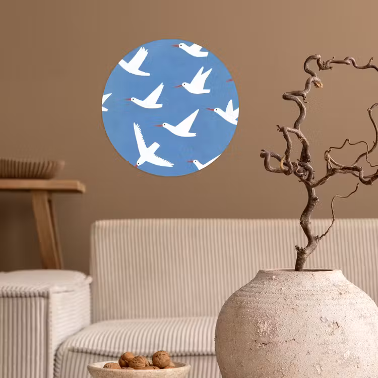 Vogels - Wit - Patroon Wandcirkel behangsticker klein -sfeer1