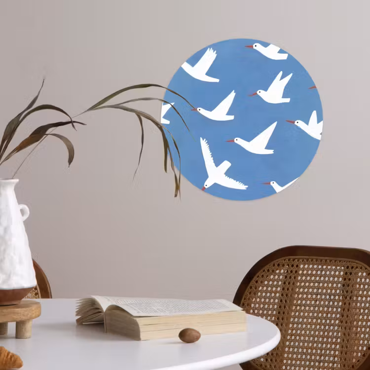 Vogels - Wit - Patroon Wandcirkel behangsticker klein -sfeer3