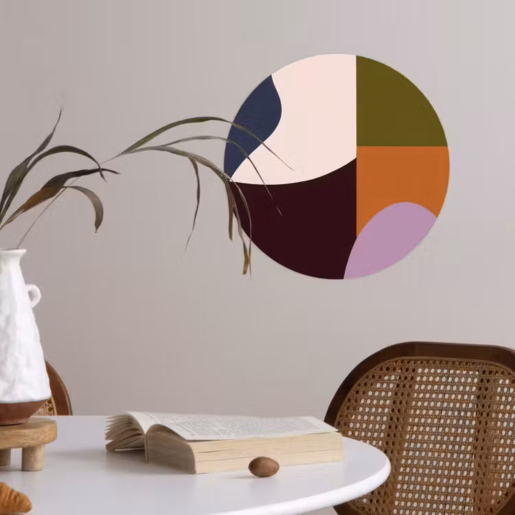 Vormen - Abstract - Kleuren - Vierkant Wandcirkel behangsticker klein -sfeer3