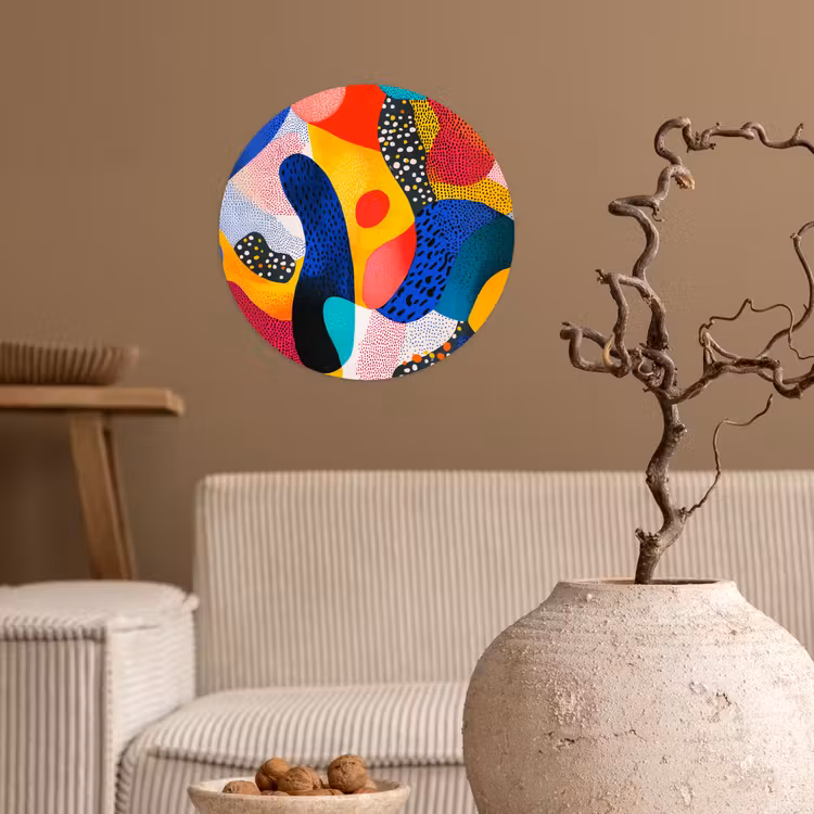 Vormen - Abstract - Stippels - Blauw Wandcirkel behangsticker klein -sfeer1