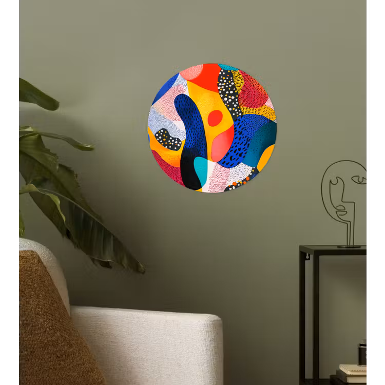 Vormen - Abstract - Stippels - Blauw Wandcirkel behangsticker klein -sfeer2