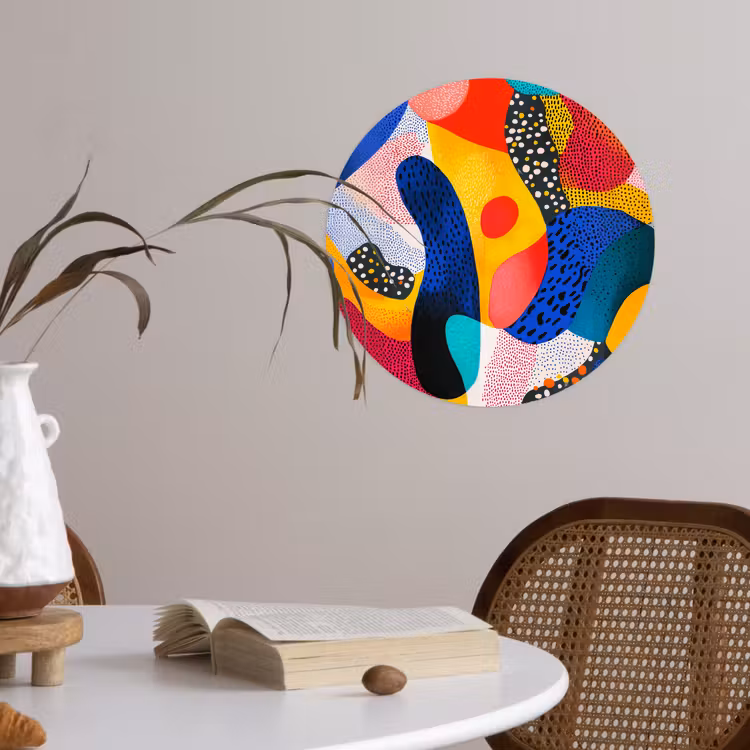Vormen - Abstract - Stippels - Blauw Wandcirkel behangsticker klein -sfeer3