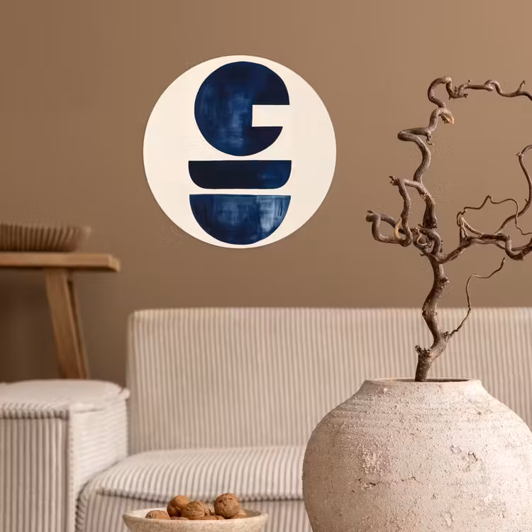 Vormen - Blauw - Abstract Wandcirkel behangsticker klein -sfeer1