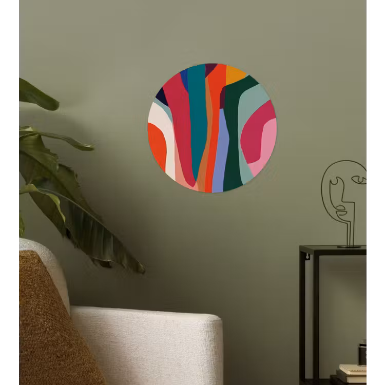 Vormen - Bochten - Kleurrijk - Abstract Wandcirkel behangsticker klein -sfeer2