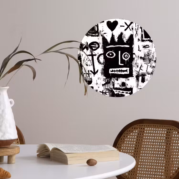 Vormen - Gezocht - Zwart - Abstract Wandcirkel behangsticker klein -sfeer3