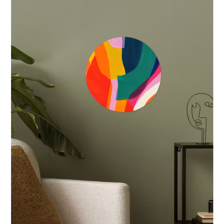 Vormen - Golvend - Abstract - Felroze Wandcirkel behangsticker klein -sfeer2