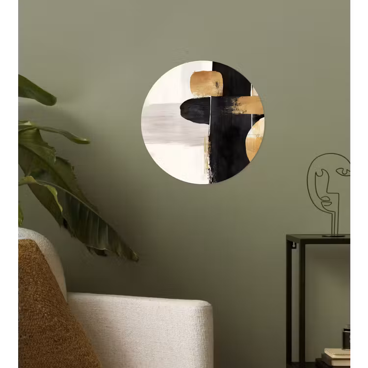 Vormen - Penseelstreken - Abstract - Goud Wandcirkel behangsticker klein -sfeer2