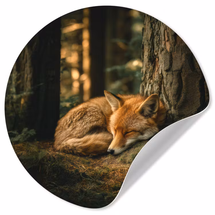 Vos - Bos - Slapen Wandcirkel behangsticker klein -3d