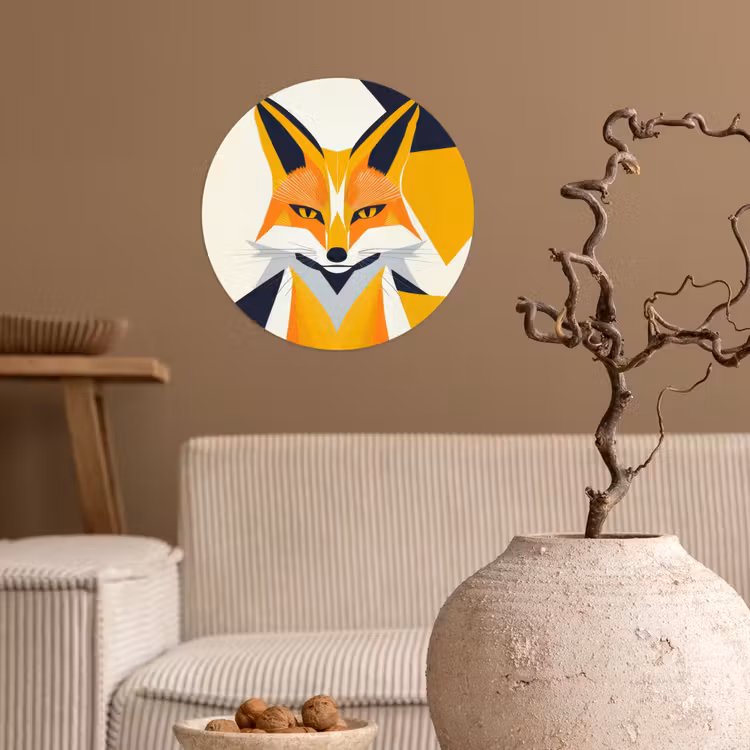 Vos - Oranje - Abstract - Driehoeken Wandcirkel behangsticker klein -sfeer1