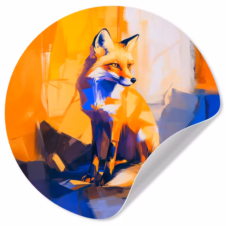 Vos - Oranje - Vormen - Abstract Wandcirkel behangsticker klein -3d