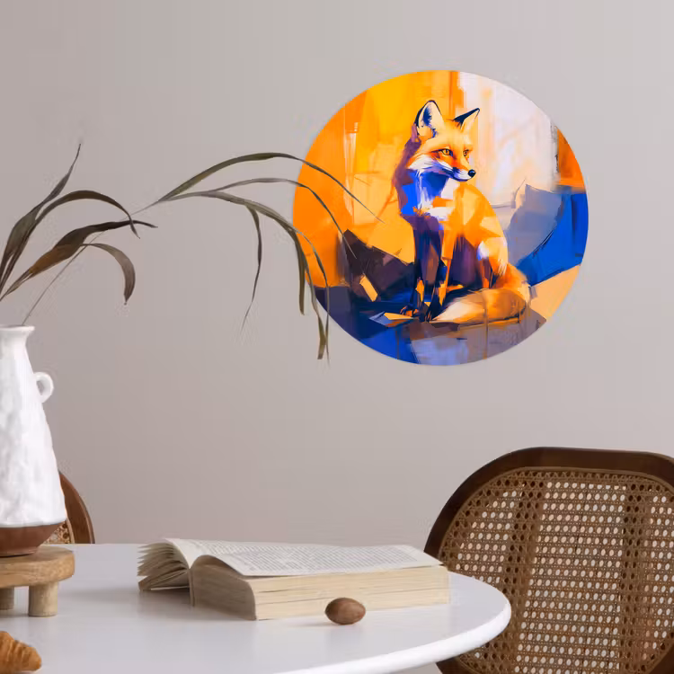 Vos - Oranje - Vormen - Abstract Wandcirkel behangsticker klein -sfeer3