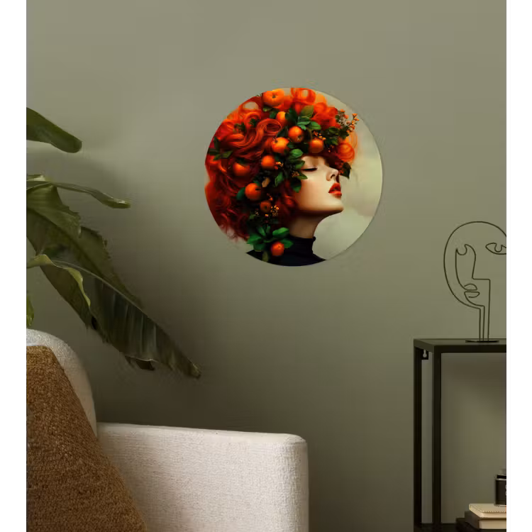 Vrouw - Appels - Rood - Bladeren Wandcirkel behangsticker klein -sfeer2