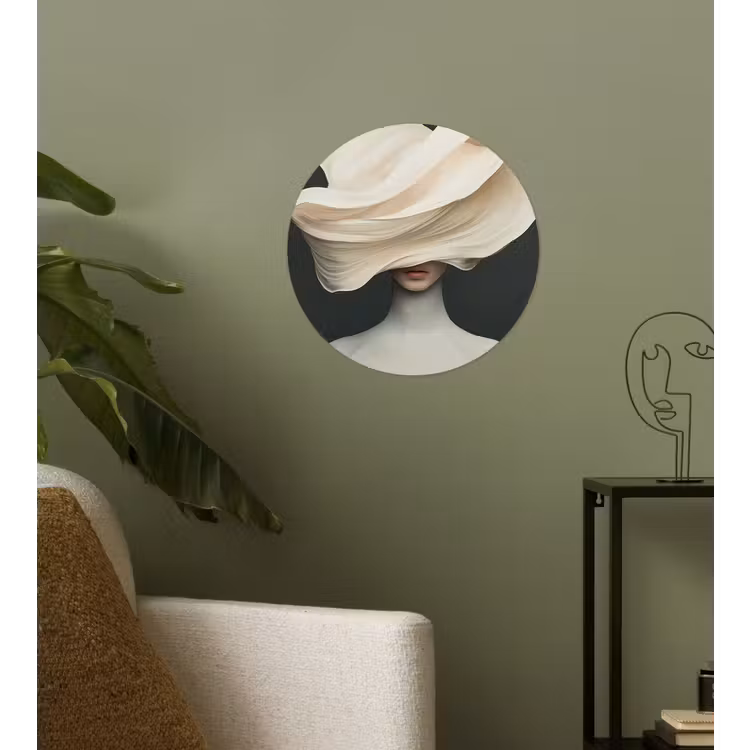 Vrouw - Beige - hoed Wandcirkel behangsticker klein -sfeer2